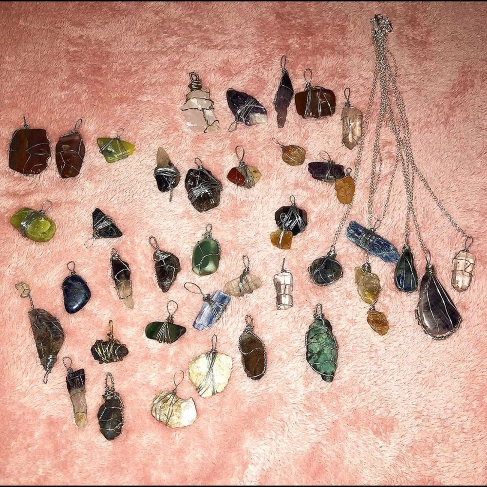 Handmade wrapped stones and crystals